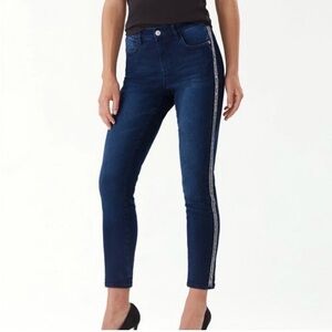 Tommy Bahama High Rise Skinny Rhinestone Stripe Jeans Blue Size 6